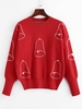 Christmas Bell Graphic Drop Shoulder Sweater Red