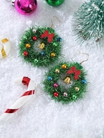 Christmas Bells Shiny Wreath Shaped Drop Earrings