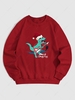 Christmas Cartoon Dinosaur Guitar Pattern Fleece-lined Sweatshirt M Red