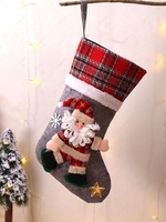 Christmas Cartoon Snowman Elk Santa Claus Snowflake Design Plaid Pattern Candy Gifts Bag Decorative Craft