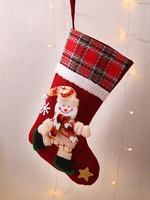 Christmas Cartoon Snowman Elk Santa Claus Snowflake Design Plaid Pattern Candy Gifts Bag Decorative Craft