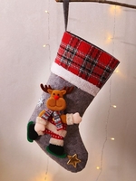 Christmas Cartoon Snowman Elk Santa Claus Snowflake Design Plaid Pattern Candy Gifts Bag Decorative Craft