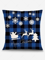 Christmas Checkerboard Snowflake Elk Pattern Decorative Pillowcase