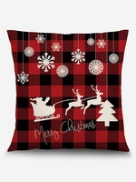 Christmas Checkerboard Snowflake Elk Pattern Decorative Pillowcase