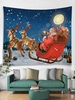 Christmas Deer and Santa Claus Print Tapestry