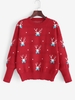 Christmas Elk Drop Shoulder Sweater Red