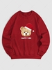 Christmas Hat Bear Letter Graphic Printed Thermal Lined Sweatshirt L Red