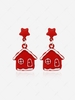 Christmas Hat Cartoon House Star Drop Earrings