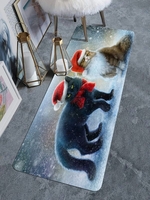 Christmas Hat Cat Pattern Floor Mat