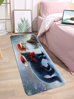 Christmas Hat Cat Pattern Floor Mat