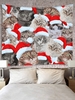 Christmas Hat Cat Print Wall Hanging Tapestry