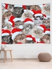 Christmas Hat Cat Print Wall Hanging Tapestry