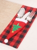 Christmas Hat Shaped Snowflake Tree Letter Embroidered Fork and Knife Storage Bag
