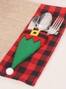 Christmas Hat Shaped Snowflake Tree Letter Embroidered Fork and Knife Storage Bag