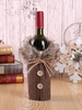Christmas Herringbone Plaid Faux Fur Panel Buttons Detail Wine Cover