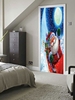 Christmas Moon Santa Claus Pattern Door Stickers