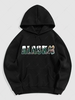 Christmas New York Monster Print Thermal Lined Hoodie L Black