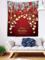 Christmas Ornaments and Slogan Print Tapestry