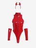 Christmas Patent Leather Front Zip Lingerie Bodysuit Costume Set L Red