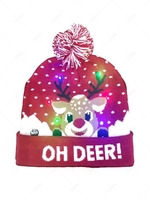 Christmas Pattern LED Light Bobble Hat
