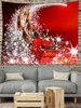 Christmas Santa and Deer Print Tapestry