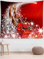 Christmas Santa and Deer Print Tapestry
