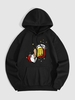 Christmas Santa Claus Beer Graphic Printed Thermal Fleece Lined Hoodie L Black