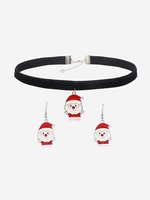 Christmas Santa Claus Choker Necklace and Earrings Set