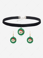 Christmas Santa Claus Drop Earrings and Choker Necklace Set