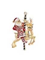 Christmas Santa Claus Elk Brooch
