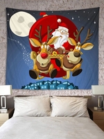 Christmas Santa Claus Elk Pattern Wall Hanging Tapestry