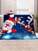 Christmas Santa Claus Elk Snowflake Pattern Flannel Blanket