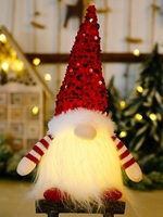 Christmas Santa Claus Faceless Sequined LED Light Plush Doll (Without Battery)