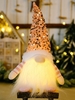 Christmas Santa Claus Faceless Sequined LED Light Plush Doll (Without Battery)