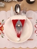 Christmas Santa Claus Fuzzy Detail Fork and Knife Storage Bag