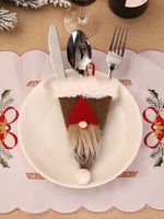 Christmas Santa Claus Fuzzy Detail Fork and Knife Storage Bag