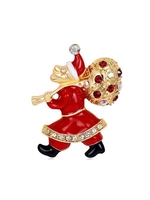 Christmas Santa Claus Rhinestone Brooch