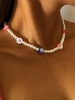Christmas Santa Claus Snowflake Faux Pearl Choker Necklace