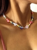 Christmas Santa Claus Snowflake Faux Pearl Choker Necklace