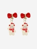Christmas Santa Claus Snowman Bow Decor Drop Earrings
