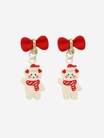 Christmas Santa Claus Snowman Bow Decor Drop Earrings