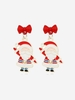 Christmas Santa Claus Snowman Bow Decor Drop Earrings