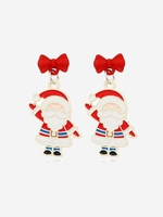 Christmas Santa Claus Snowman Bow Decor Drop Earrings