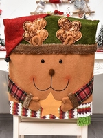 Christmas Santa Claus Snowman Elk Decorated Chair Back Cover