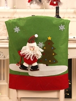 Christmas Santa Claus Snowman Elk Design Chair Back Cover