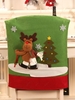 Christmas Santa Claus Snowman Elk Design Chair Back Cover