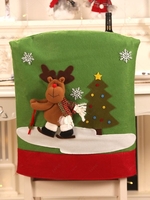 Christmas Santa Claus Snowman Elk Design Chair Back Cover