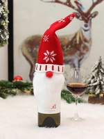 Christmas Snowflake Elk Faceless Doll Design Knitted Wine Cover