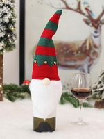 Christmas Snowflake Elk Faceless Doll Design Knitted Wine Cover