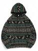 Christmas Snowflake Elk Print Fleece Hoodie L Black
